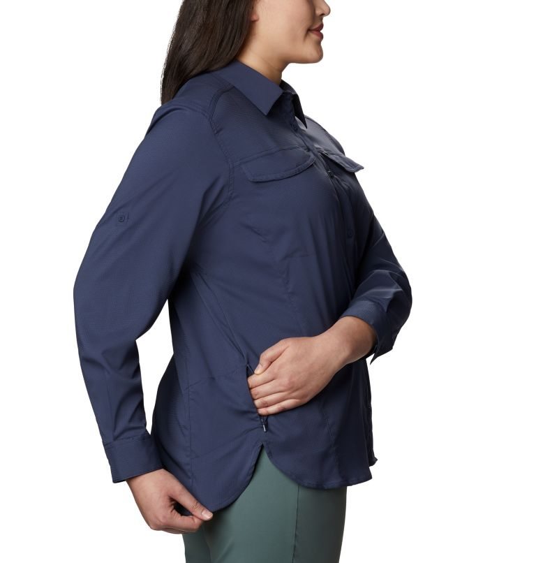 Camasa Columbia Silver Ridge Lite Long Sleeve Dama Bleumarin | Plus Size IOS978Z0M